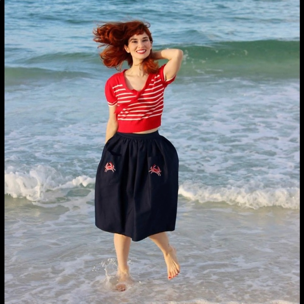 ModCloth-Collectif Mainline Josie Crab Swing Skirt